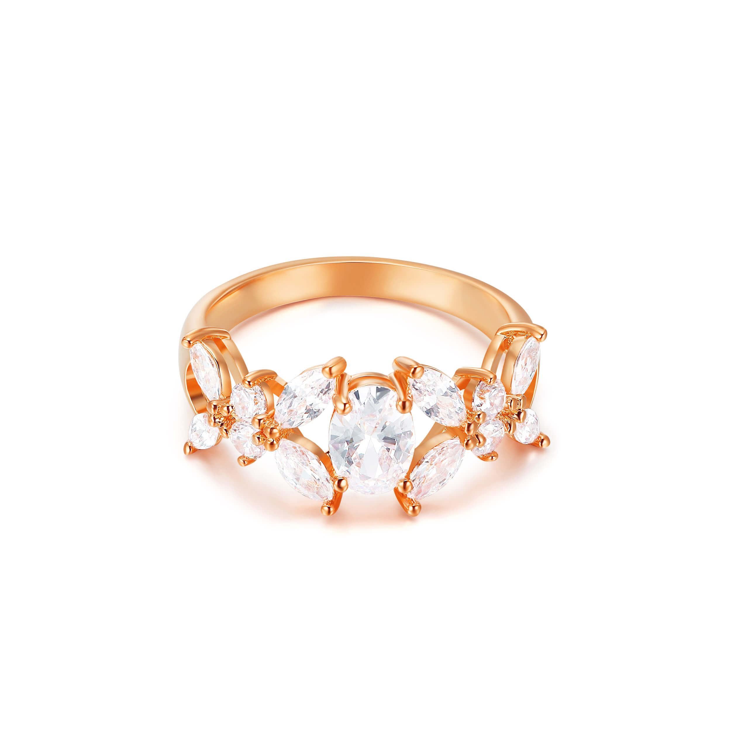Victoria Statement Ring with Cubic Zirconia Rose Gold Plated