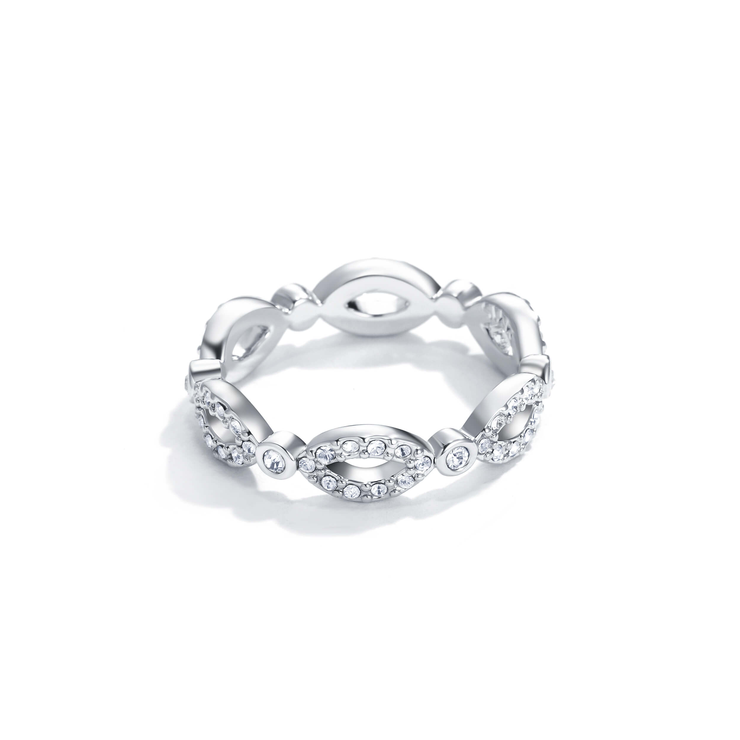 Infinity Eternity Ring with Swarovksi Crystals Rhodium Plated