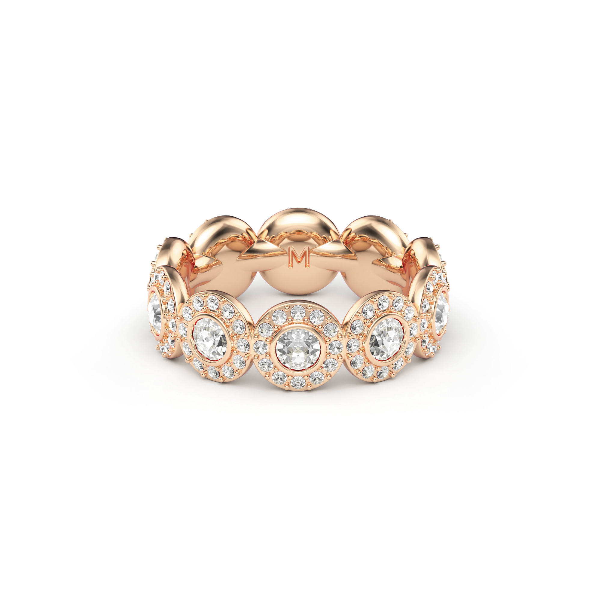 Angelic Band Ring Clear Crystals Rose Gold Plated
