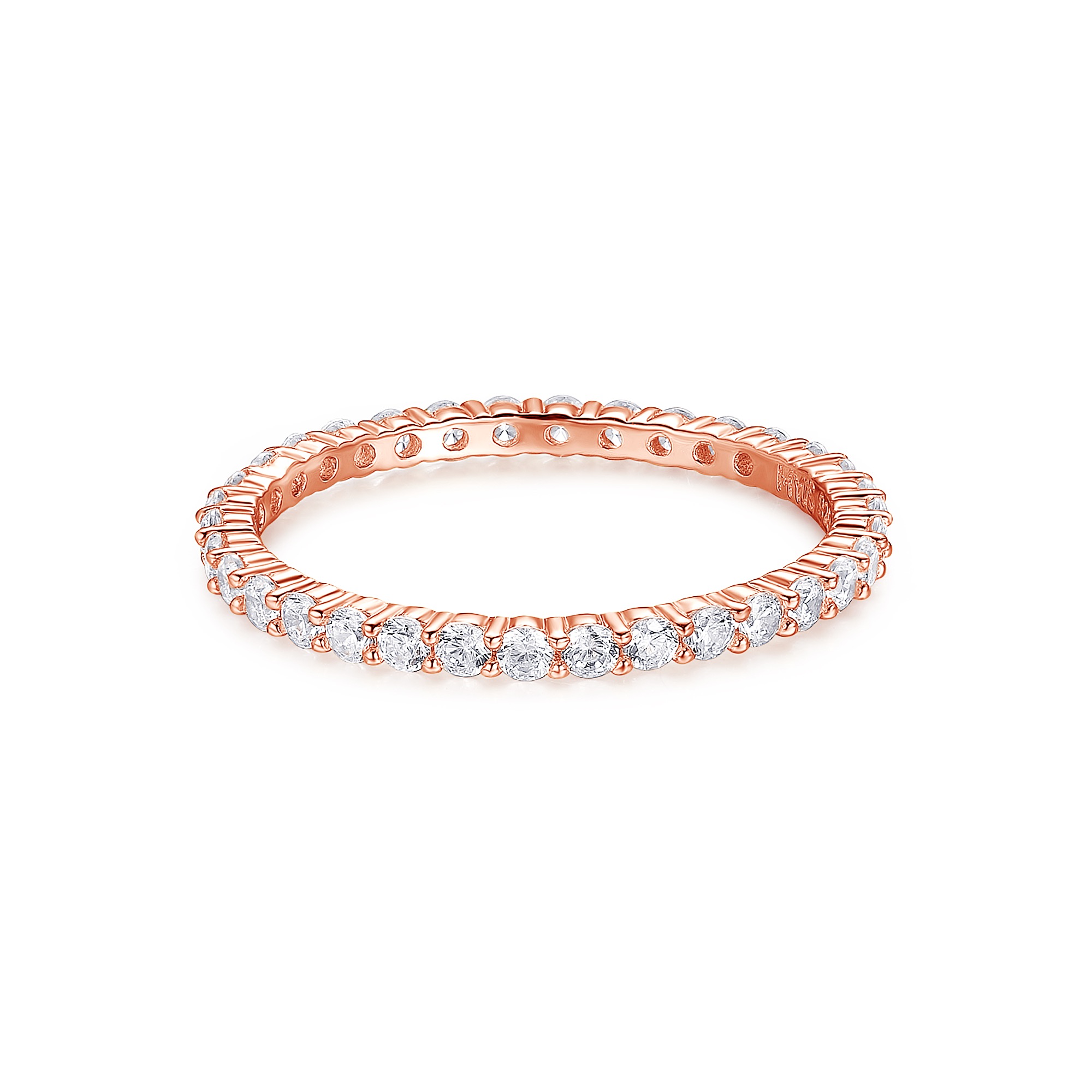 Vittore White Eternity Band Ring Sterling Silver Rose Gold Plated