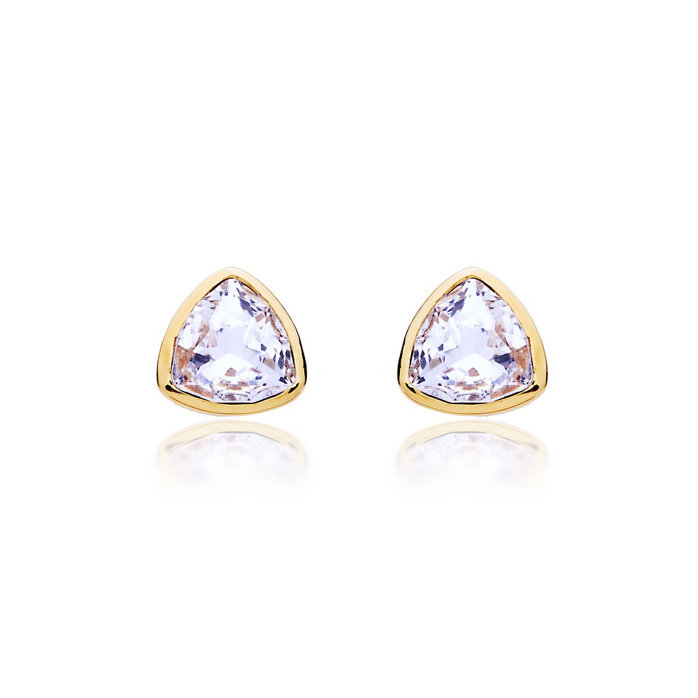 MYJS Trillion Brief Stud Earrings with Clear Swarovski® Crystals Gold Plated