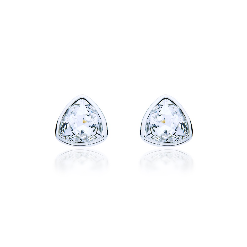 MYJS Trillion Brief Stud Earrings with Clear Swarovski® Crystals