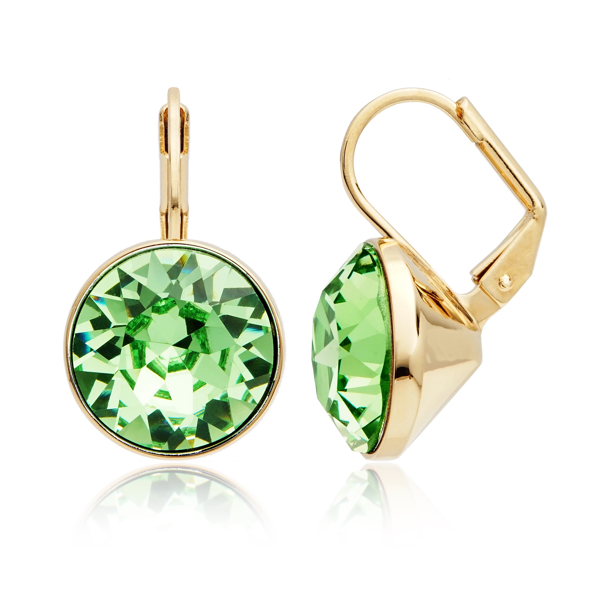 Bella Earrings with 8.5 Carat Peridot Crystals Gold Plated