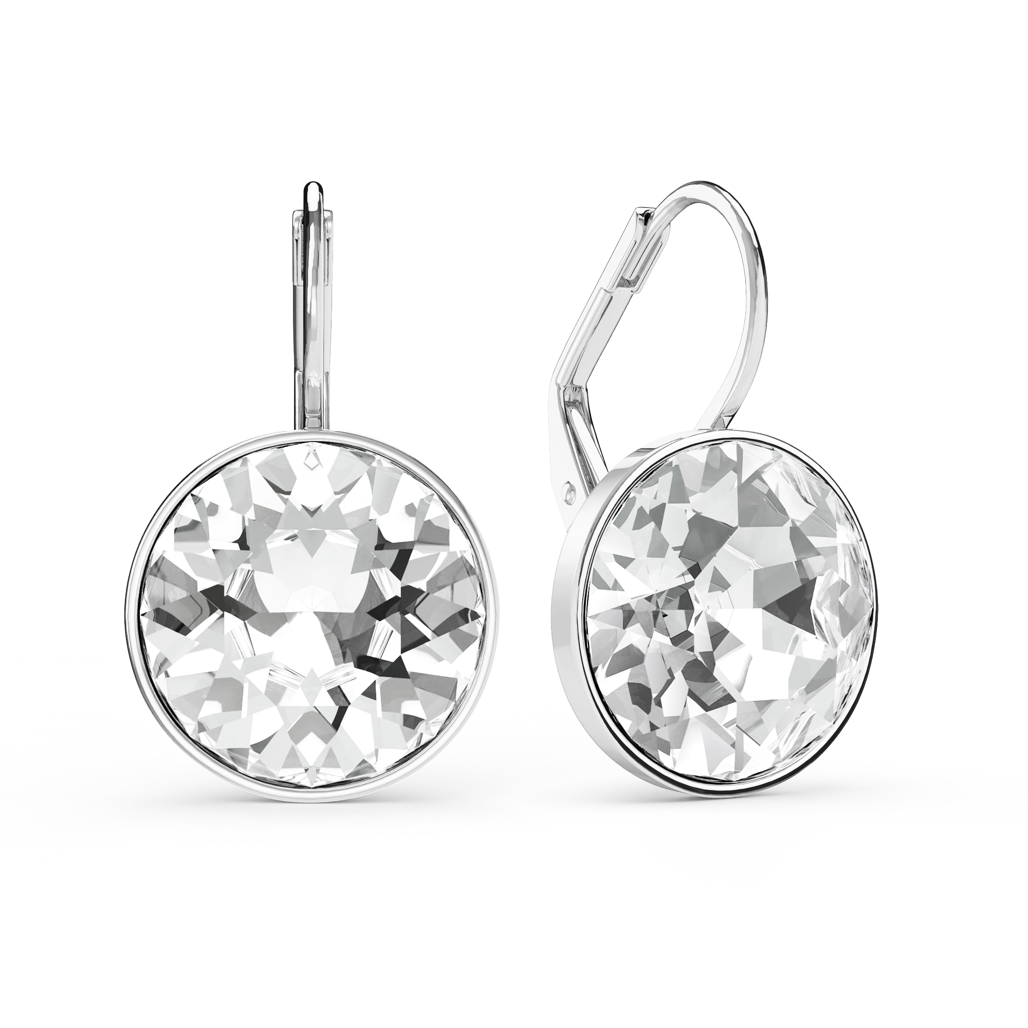 Bella Earrings with 13mm Clear Crystals Silver Plated