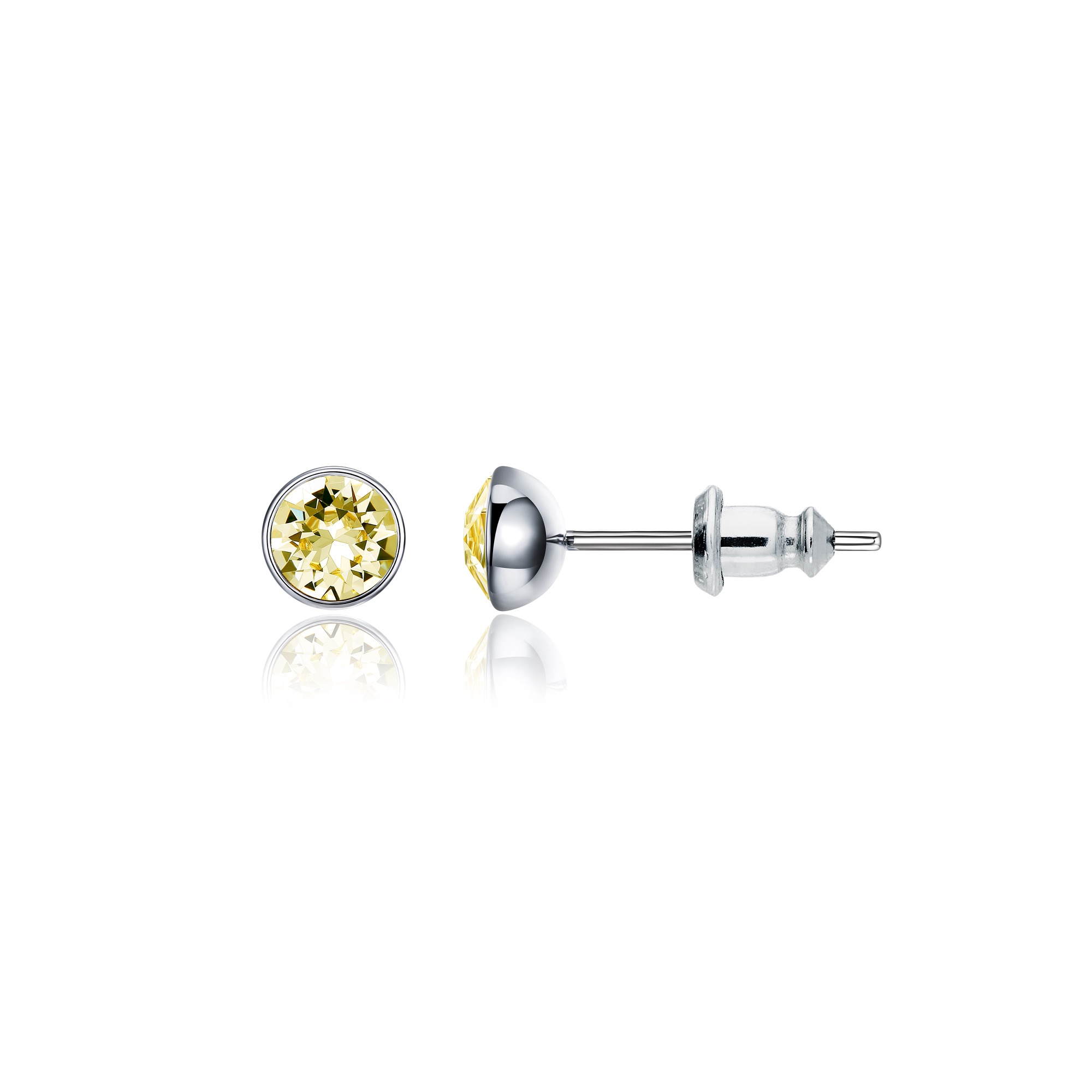 Signature Stud Earrings with Carat Jonquil Swarovski Crystals 3 Sizes Rhodium Plated