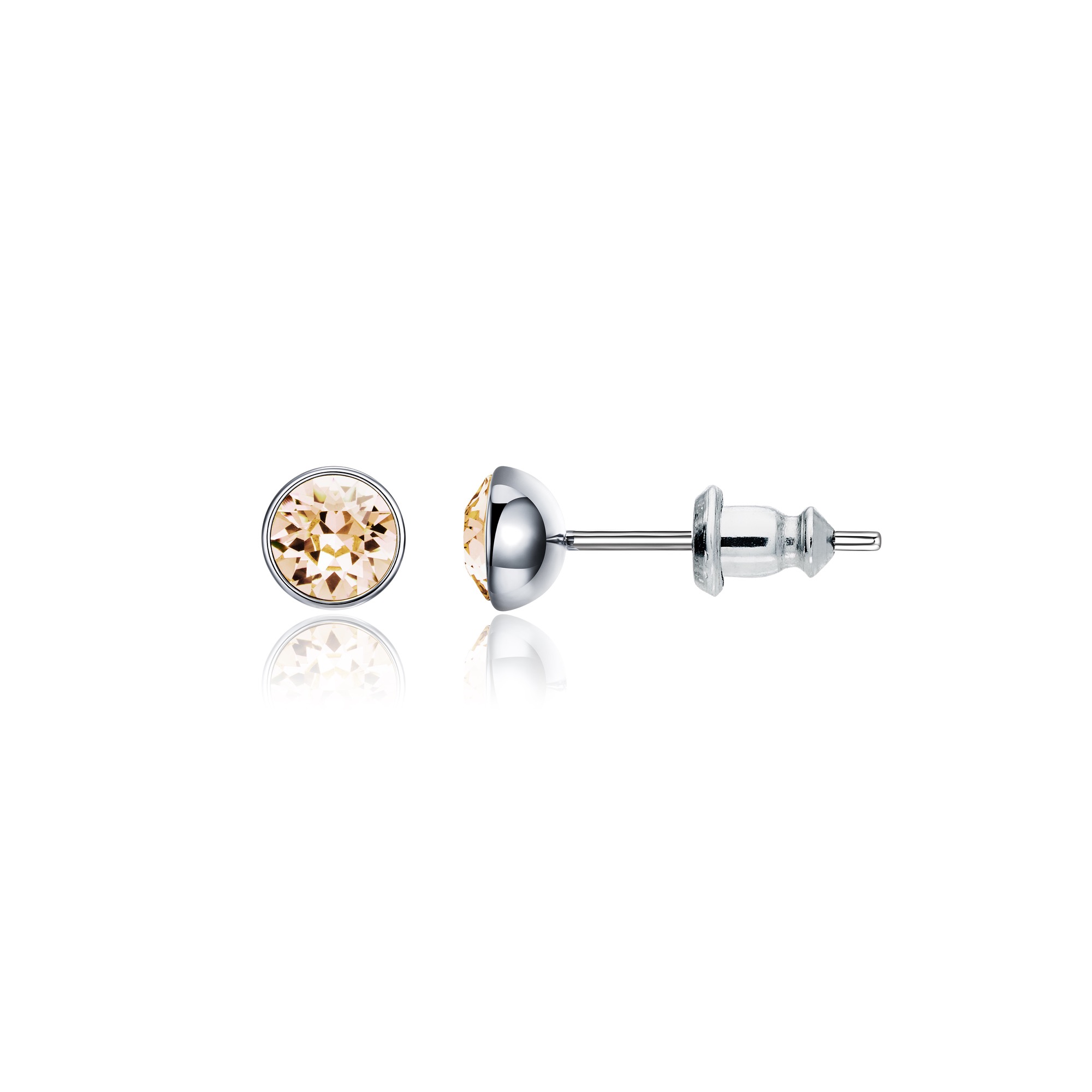 Signature Stud Earrings with Carat Silk Swarovski Crystals 3 Sizes Rhodium Plated