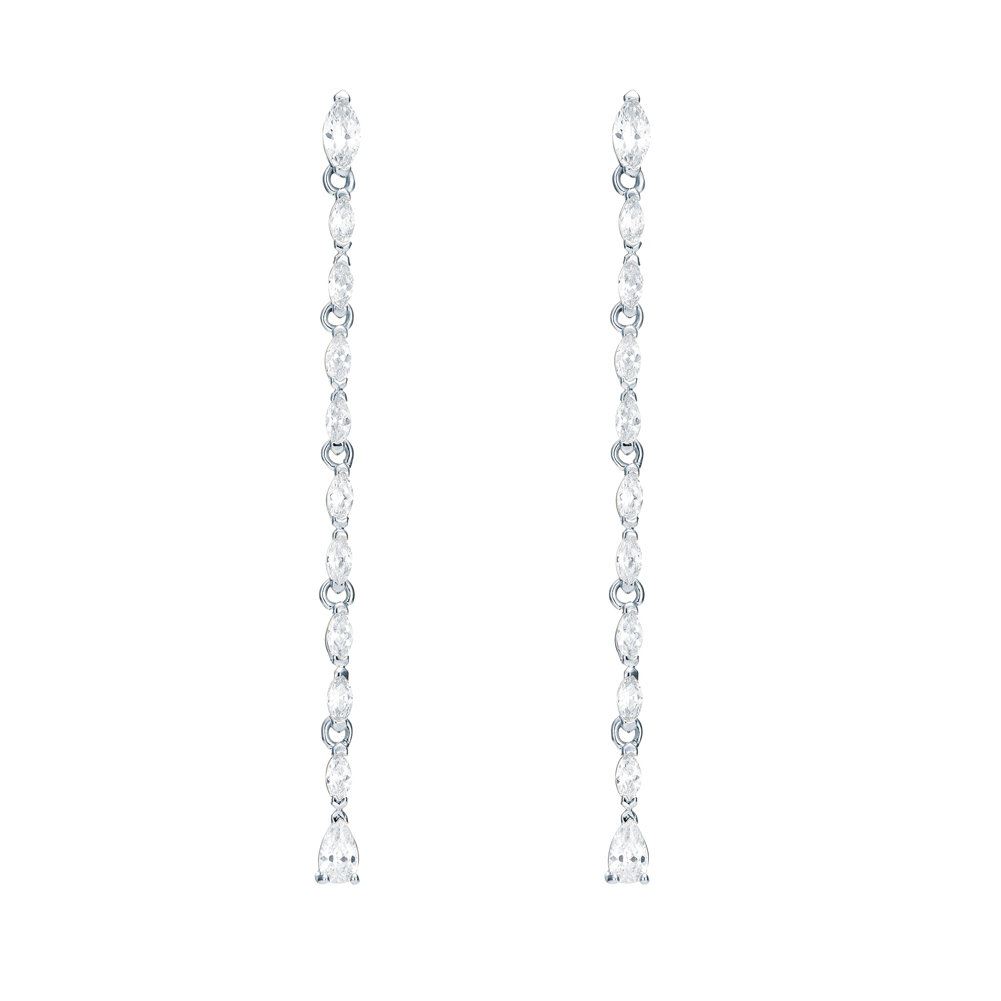 Louison Drop Earrings with CZ Rhodium Plated