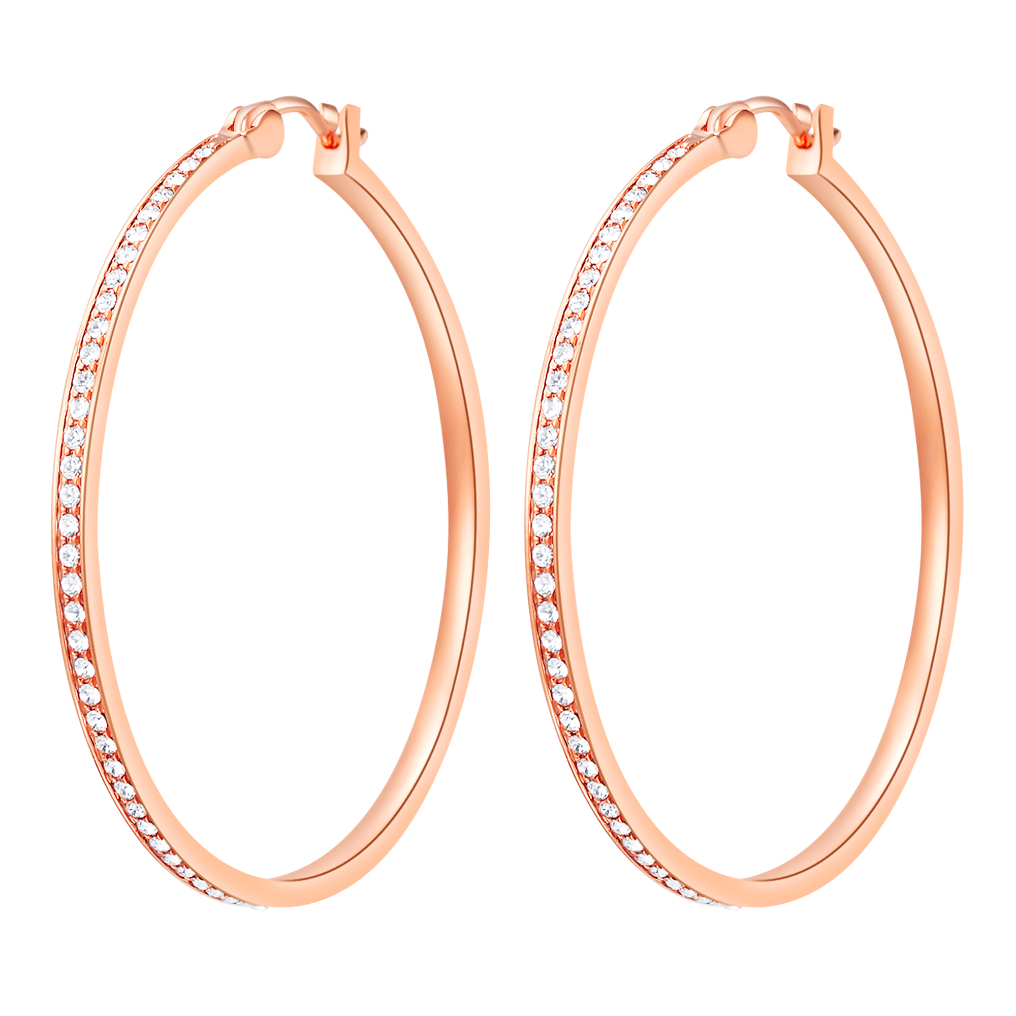 Eternity Mix Carrier Hoop Earrings 39mm Crystal Rose Gold Plated