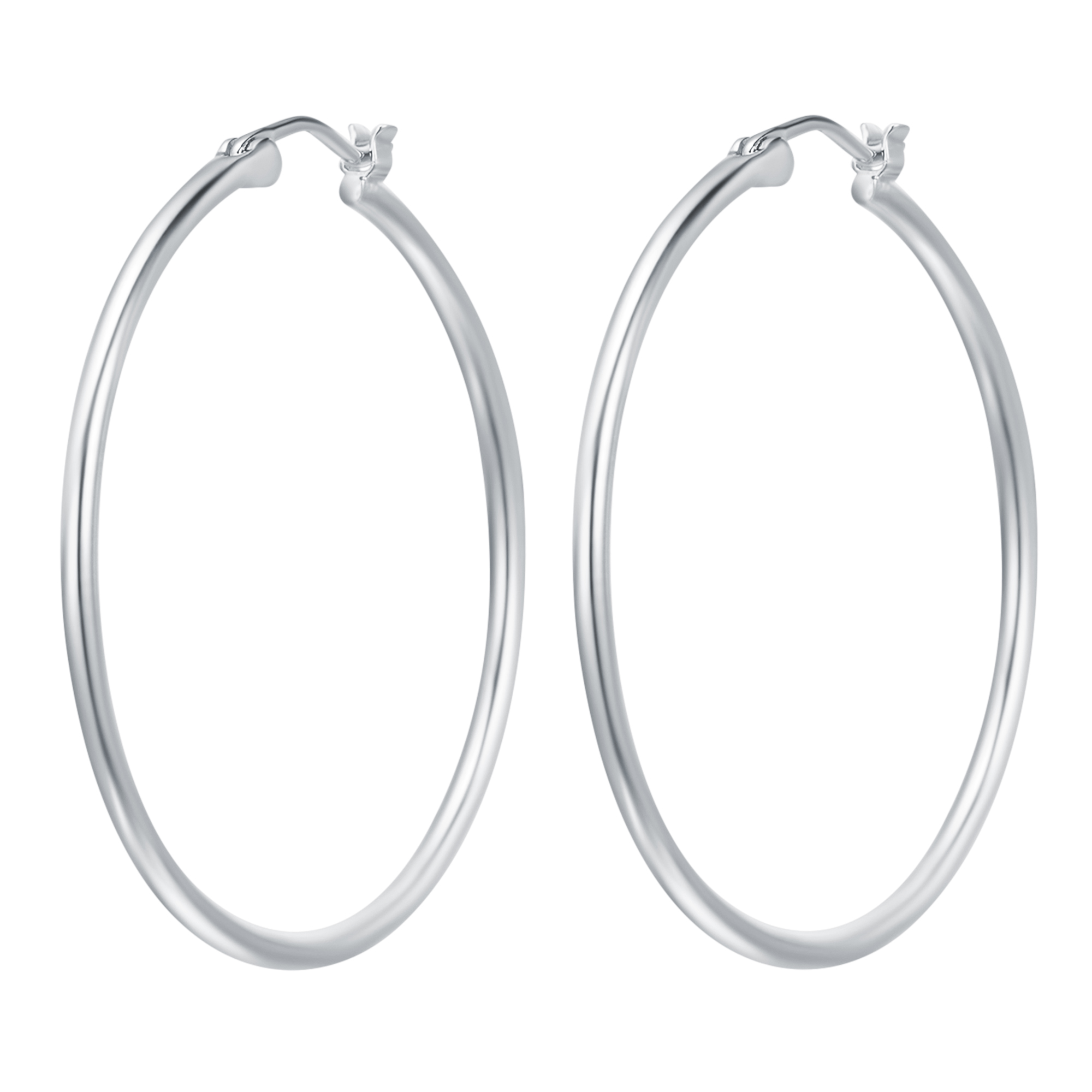 Minimal Mix Carrier Hoop Earrings 39mm Rhodium Plated