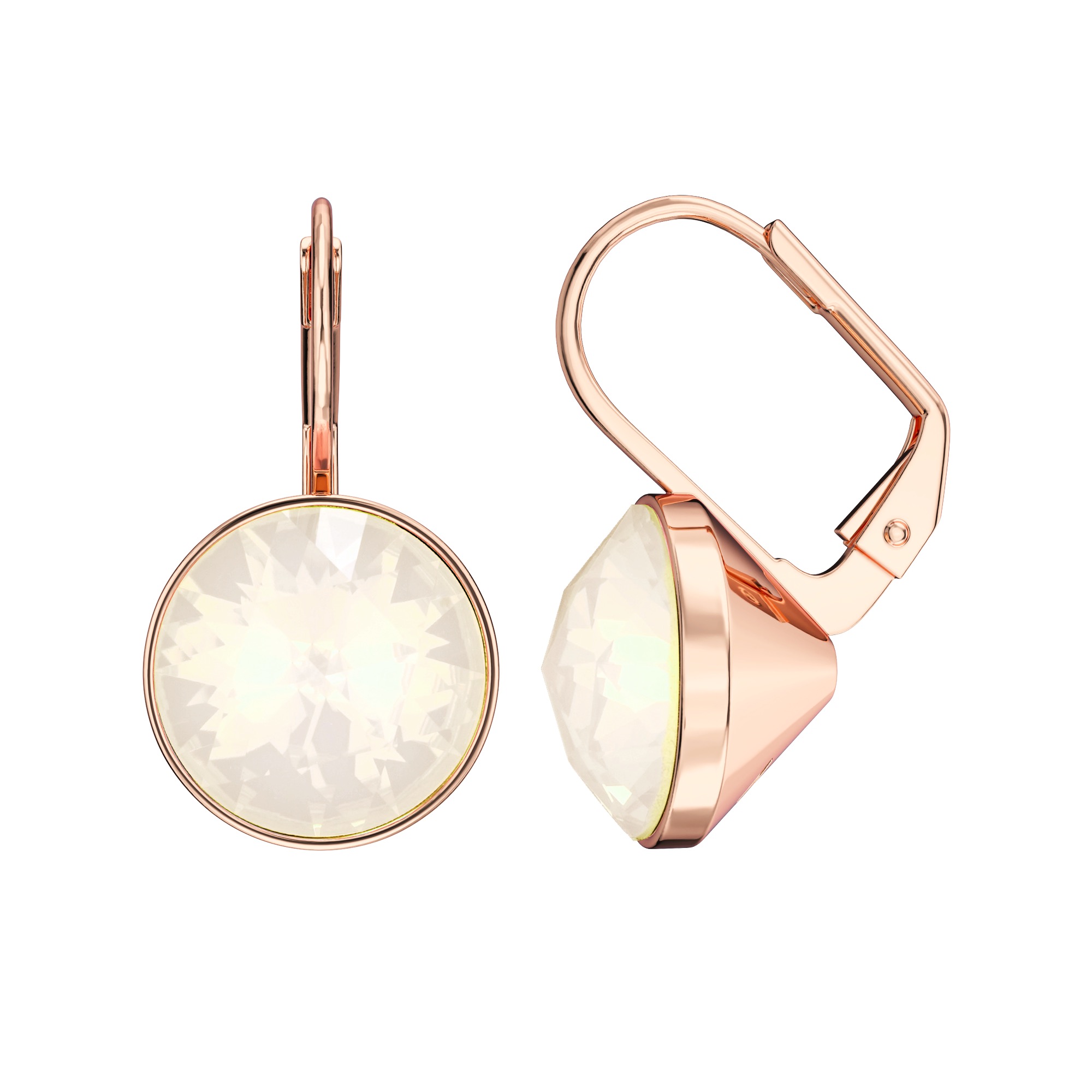 Bella Earrings with 6 Carat White Opal Crystals Rose Gold Plated