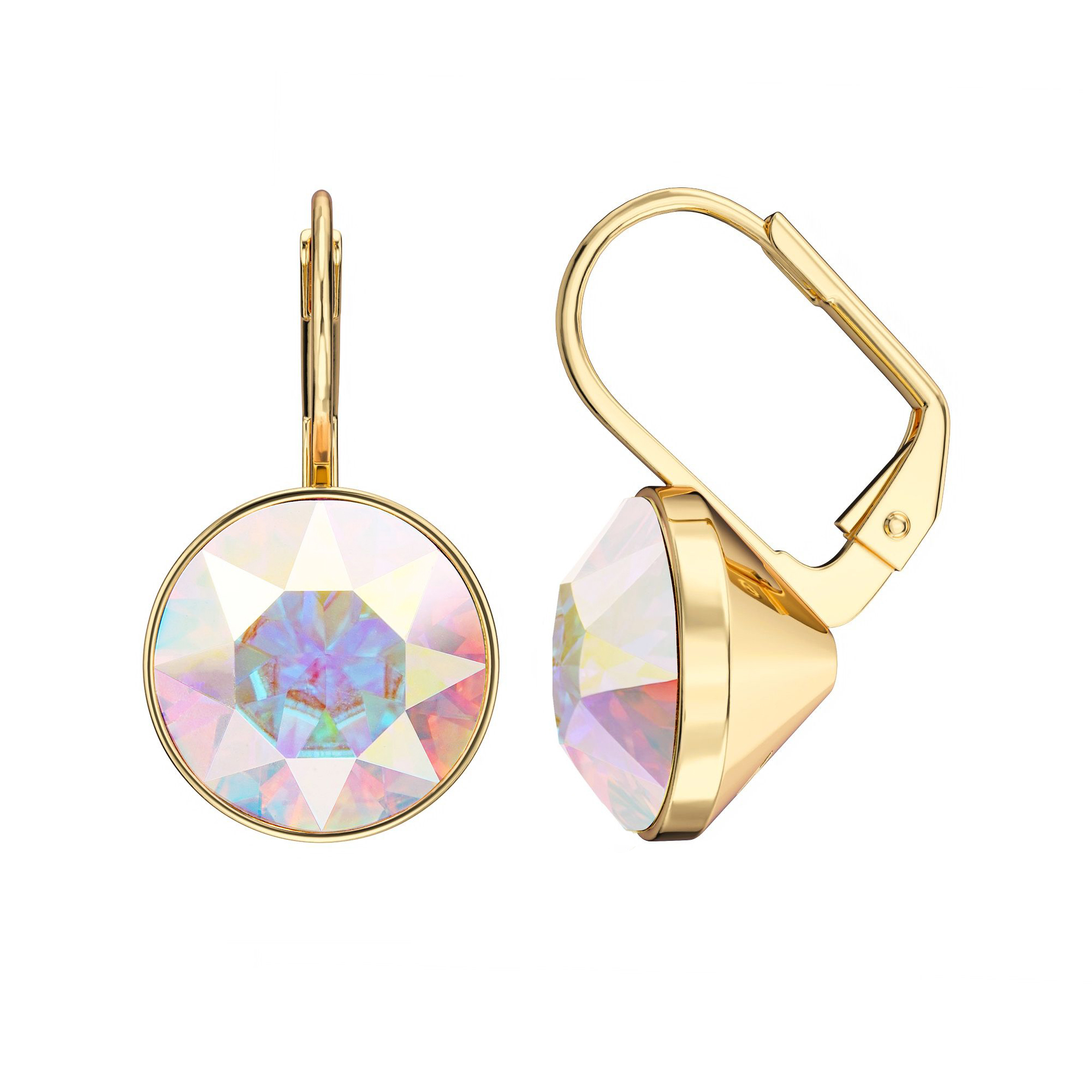 Bella Earrings with 6 Carat Aurore Boreale Crystals Gold Plated
