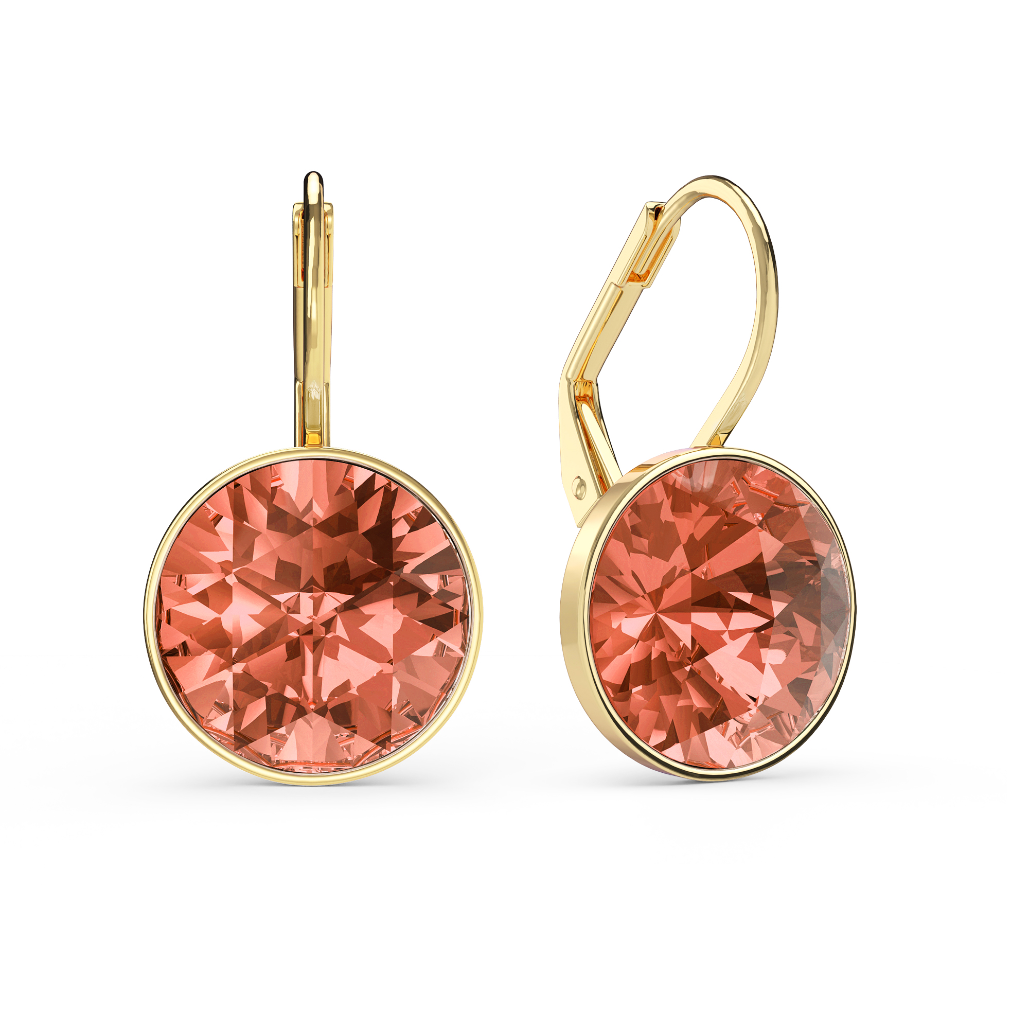 Bella Earrings 6 Carat Drop Earrings Rose Peach Crystals Gold Plated