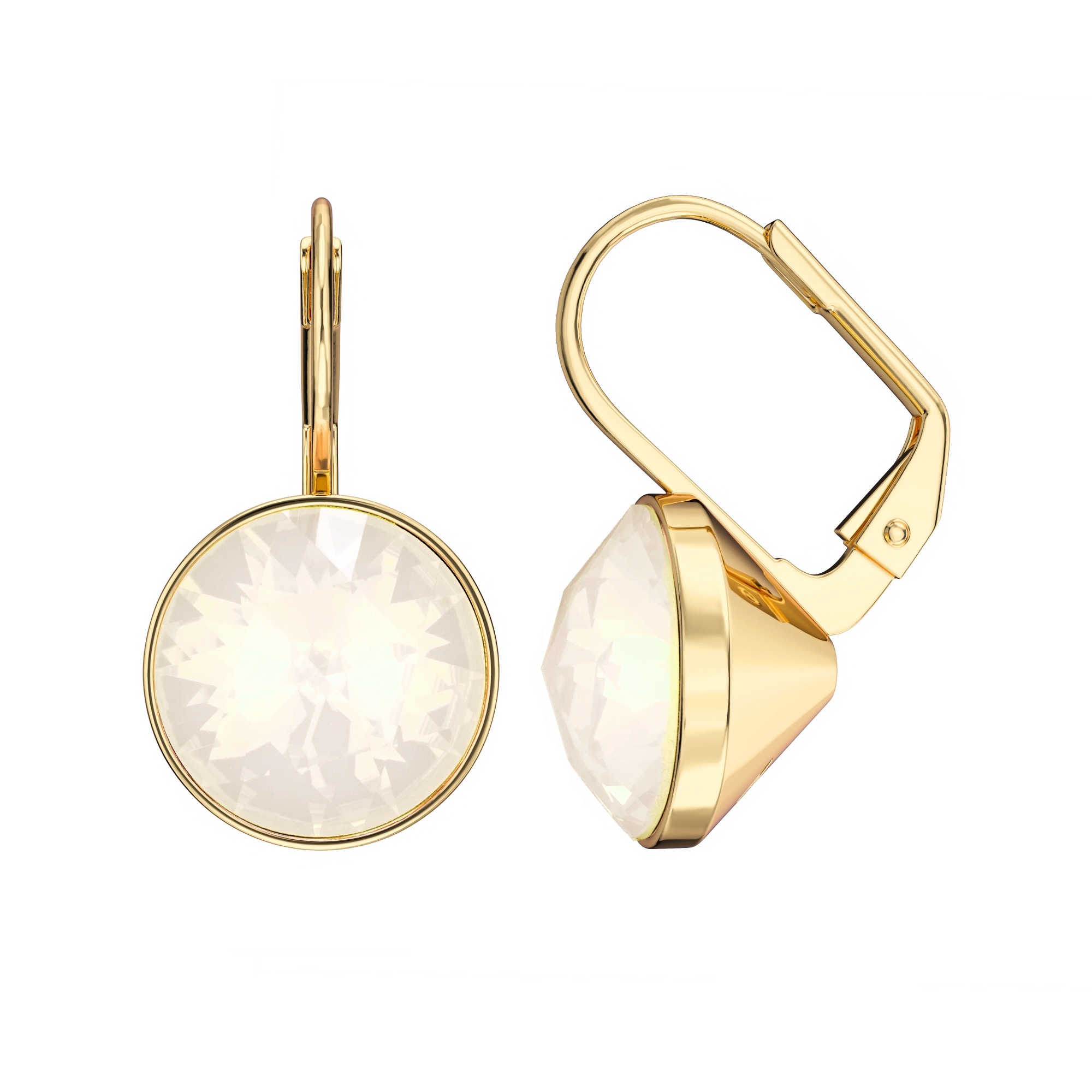 Bella Earrings with 6 Carat White Opal Crystals Gold Plated