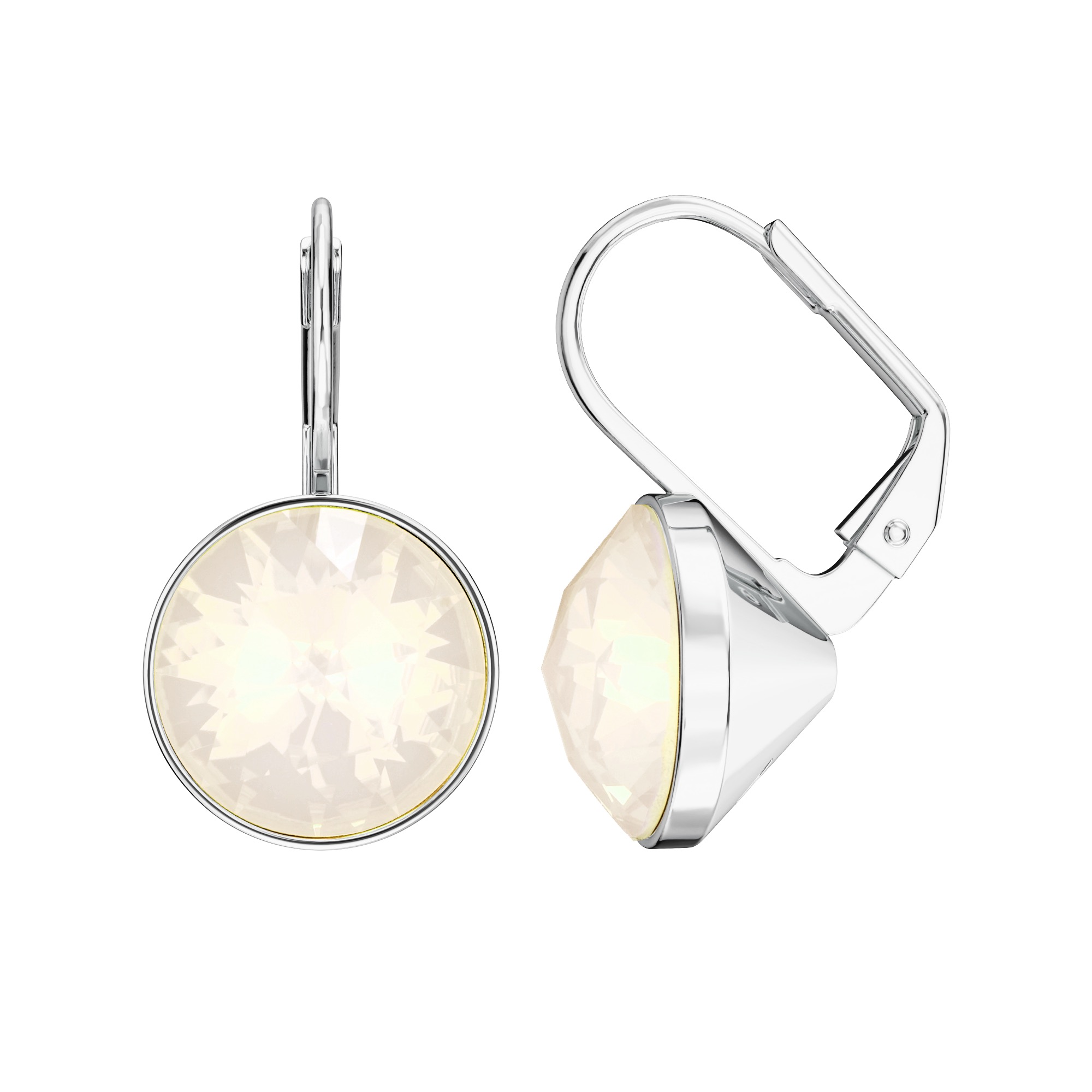 Bella Earrings with 6 Carat White Opal Crystals Silver Plated