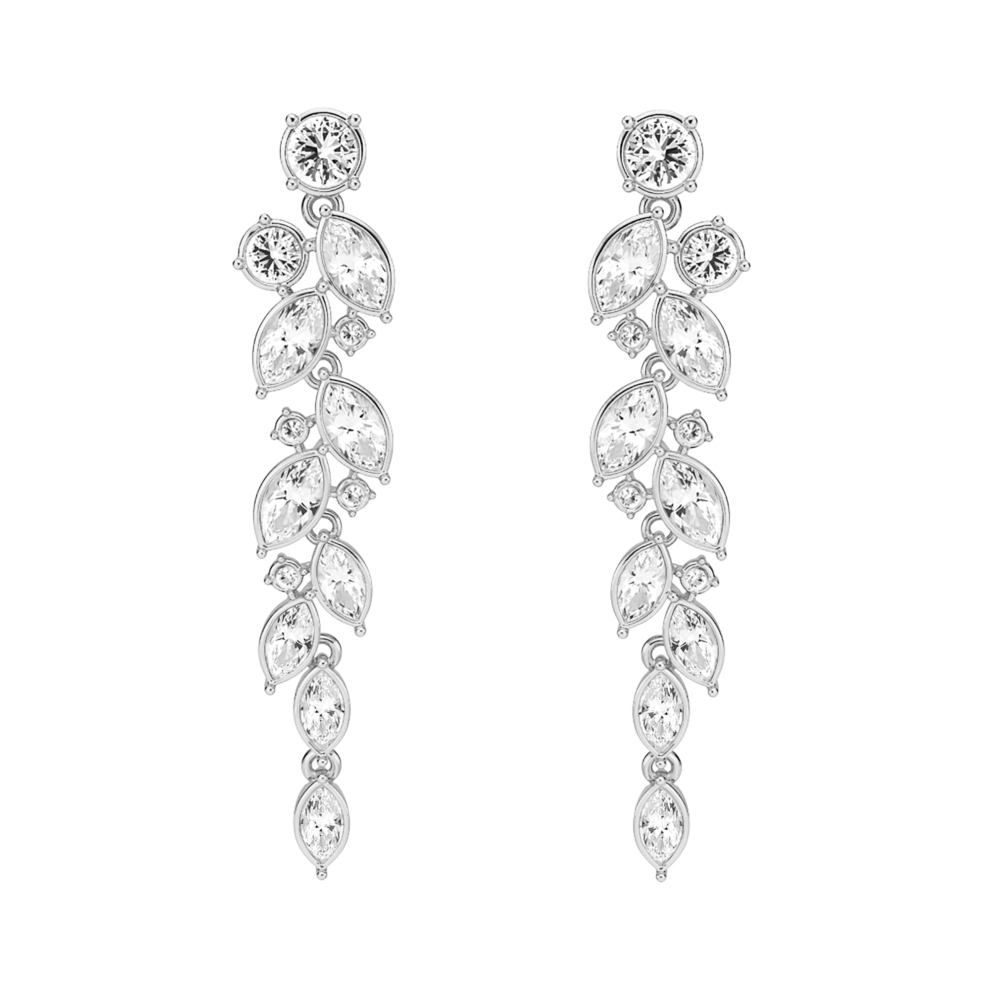 Paloma Drop Earrings with Swarovski Crystals Rhodium Plated