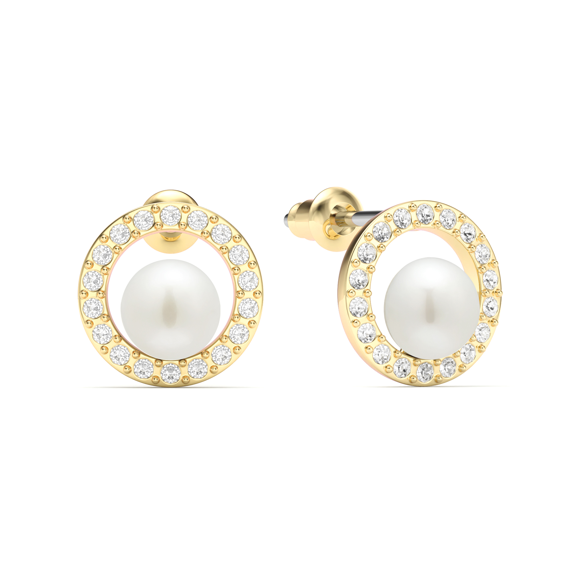 Halo Freshwater Pearl Stud Earrings Freshwater Pearl Gold Plated