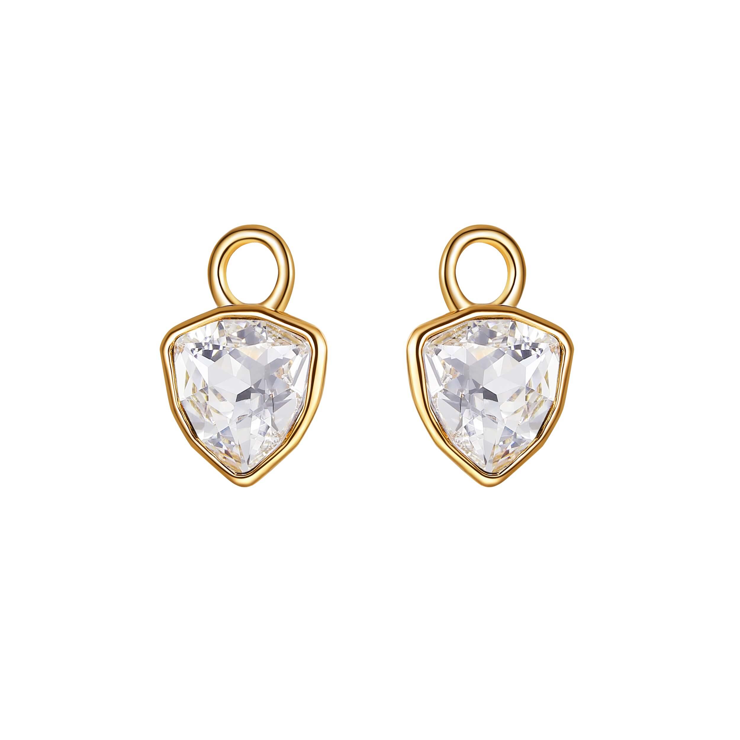 Trillion Mini Mix Hoop Earring Charms with Clear Swarovski Crystals Gold Plated