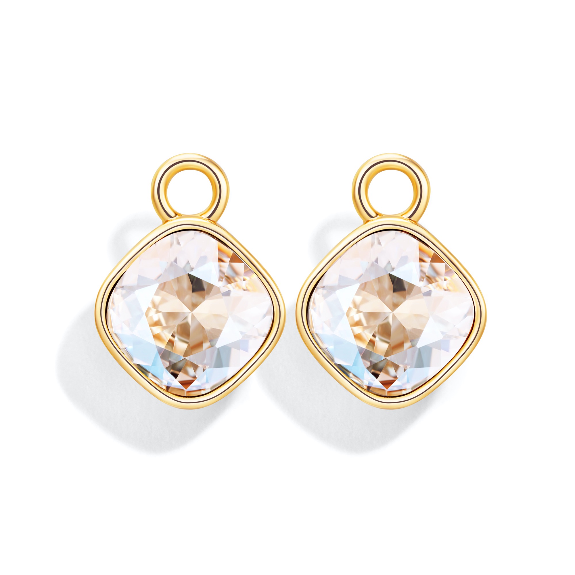 Cushion Mix Charms with Swarovski Crystal Moonlight Gold Plated