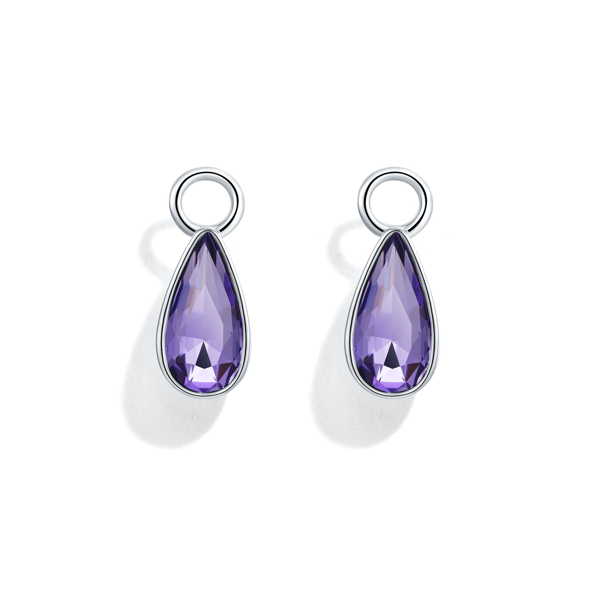 Raindrop Mix Charms with Swarovski Tanzanite Rhodium Plated