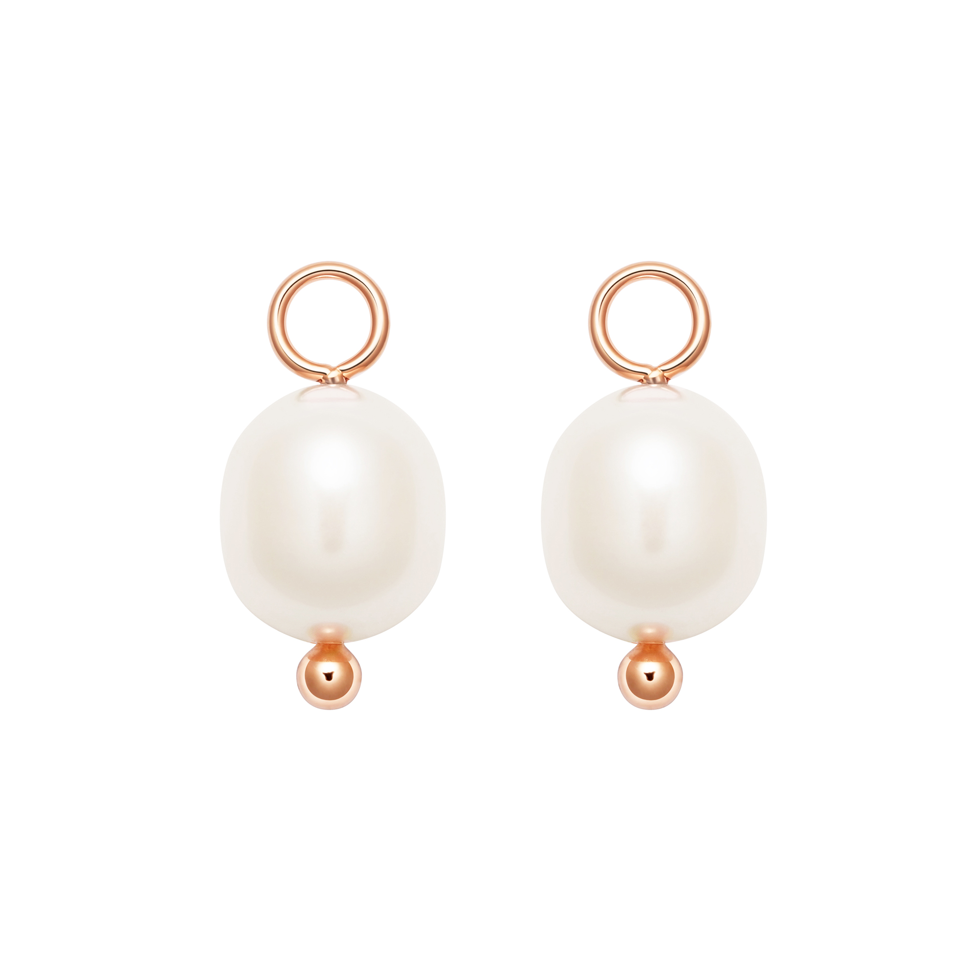 Oval Freshwater Pearl Drop Mix Charm Rose Gold Plated