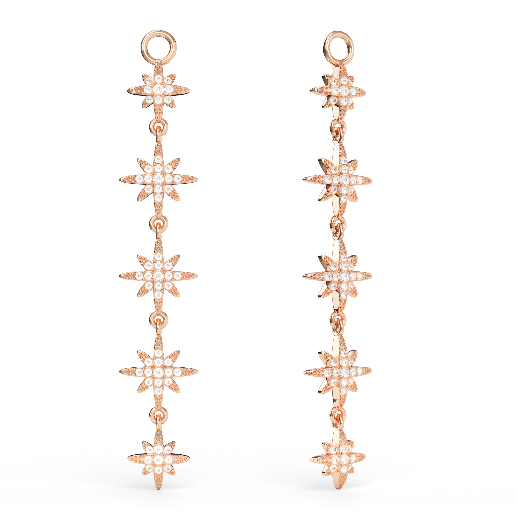Polaris Deep Drop Star Mix Charms Clear Crystals Rose Gold Plated