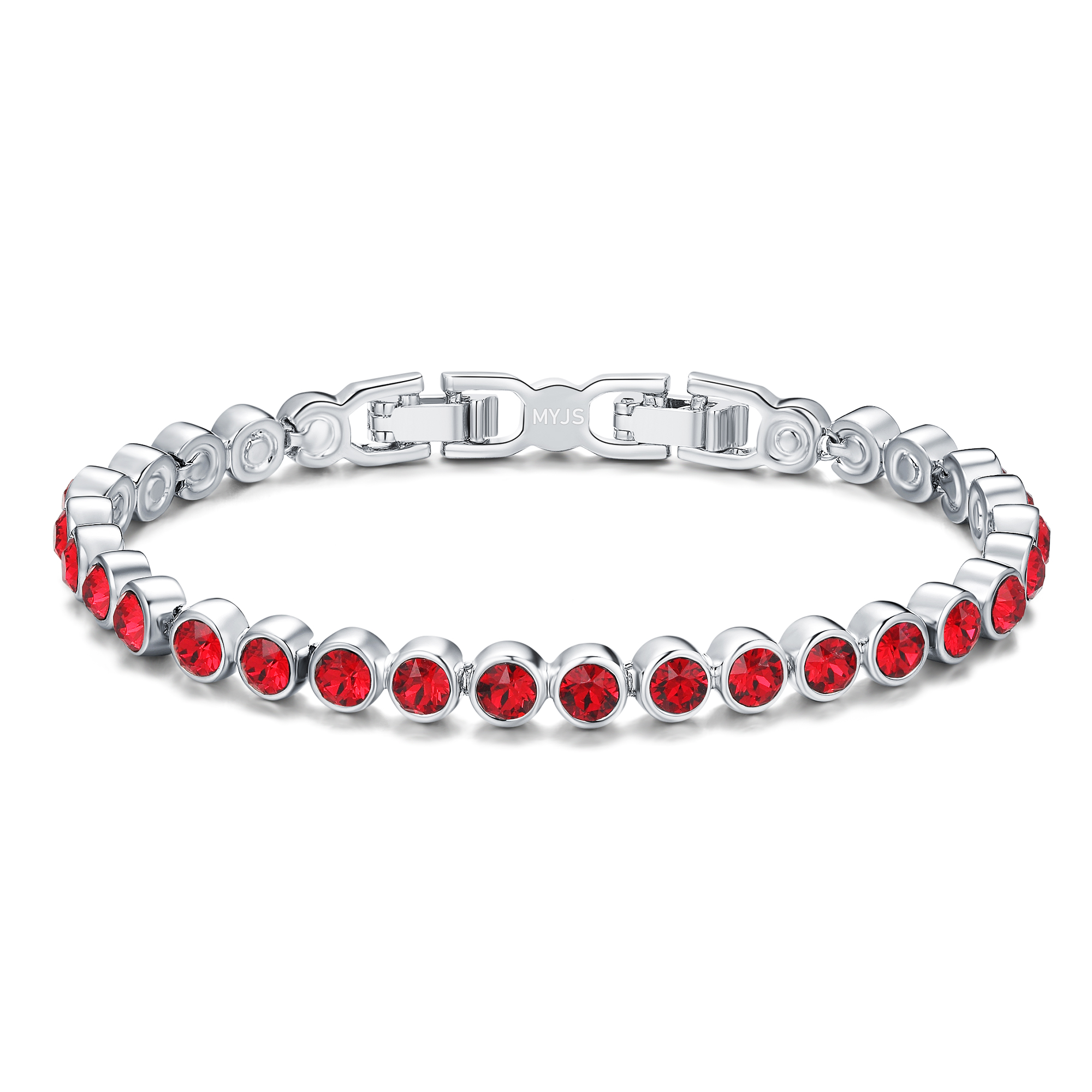 Tennis Bracelet with Swarovski Scarlet Rhodium Plated