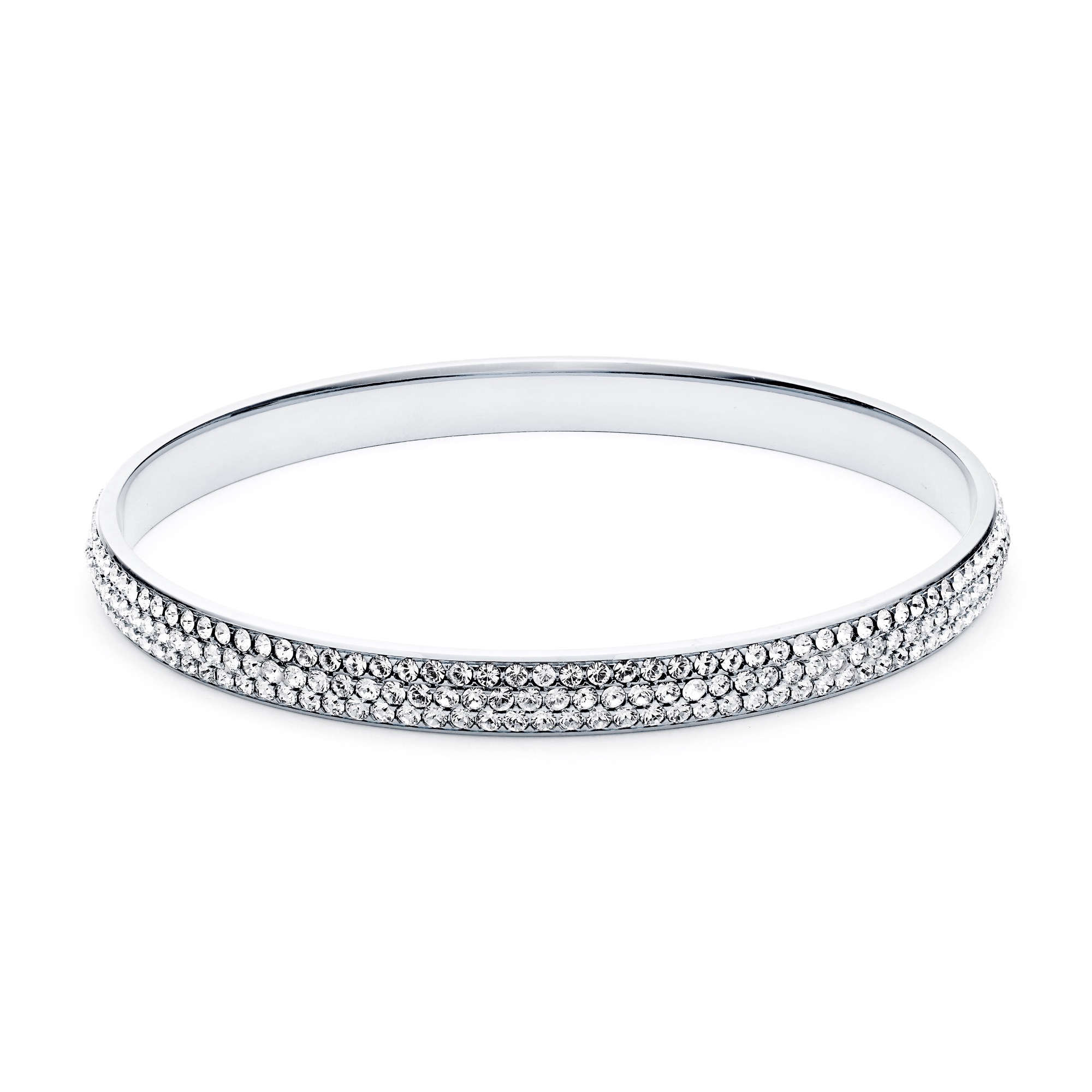 Show Stopper Crystal Stone Pave Bangle Rhodium Plated