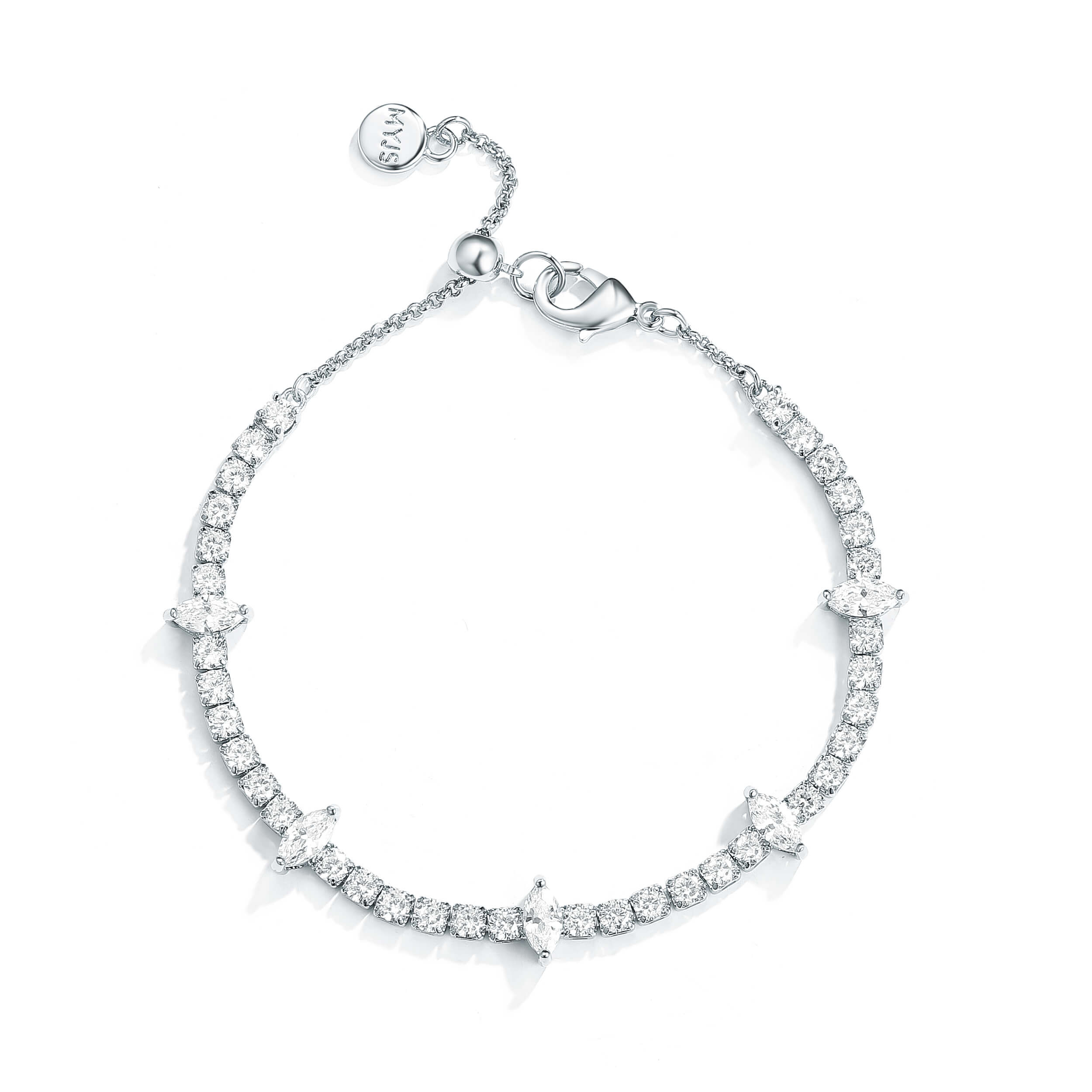 Fitz Tennis Bracelet with Cubic Zirconia Rhodium Plated