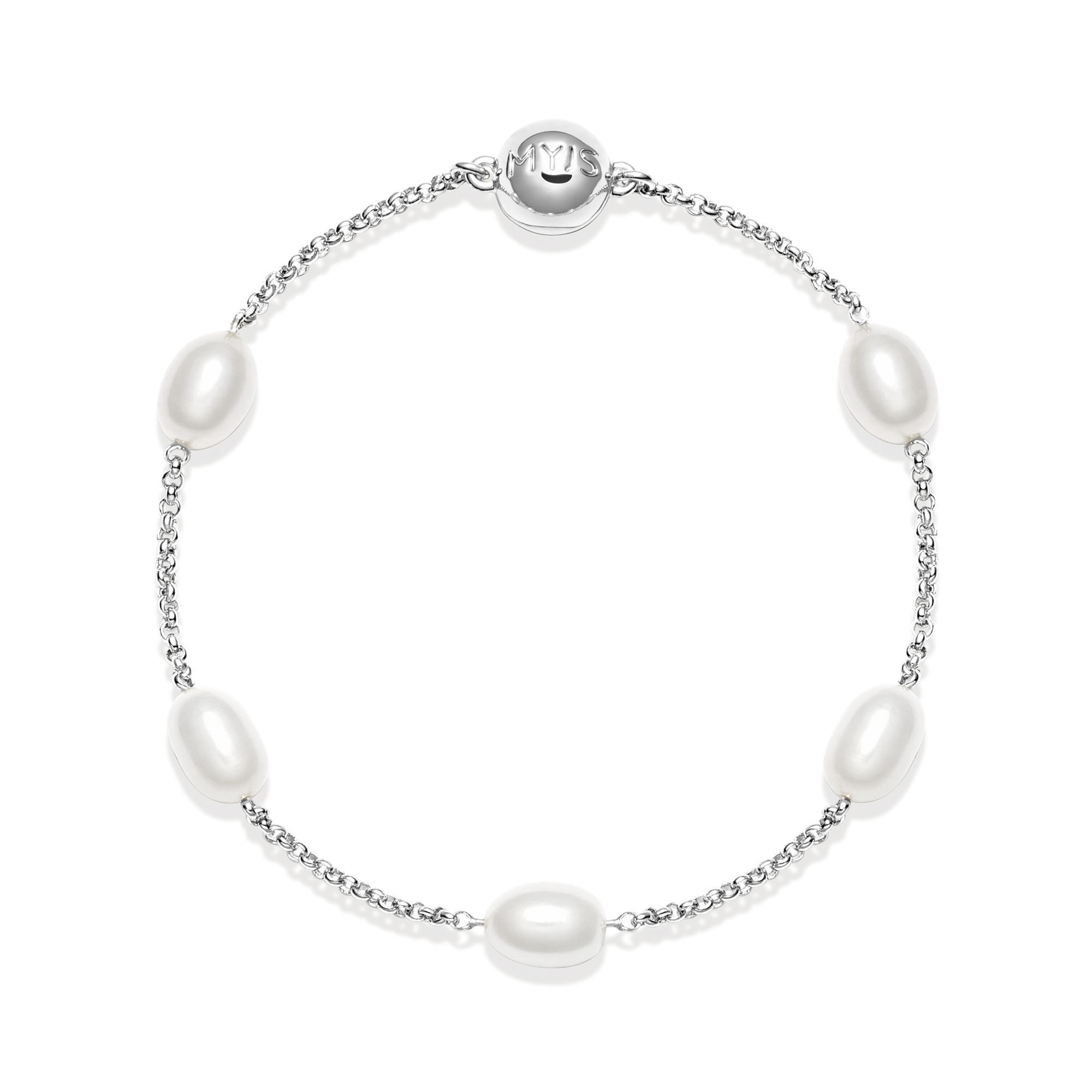 Interlude Small Freshwater Pearl Bracelet Freshwater Pearl Rhodium Plated