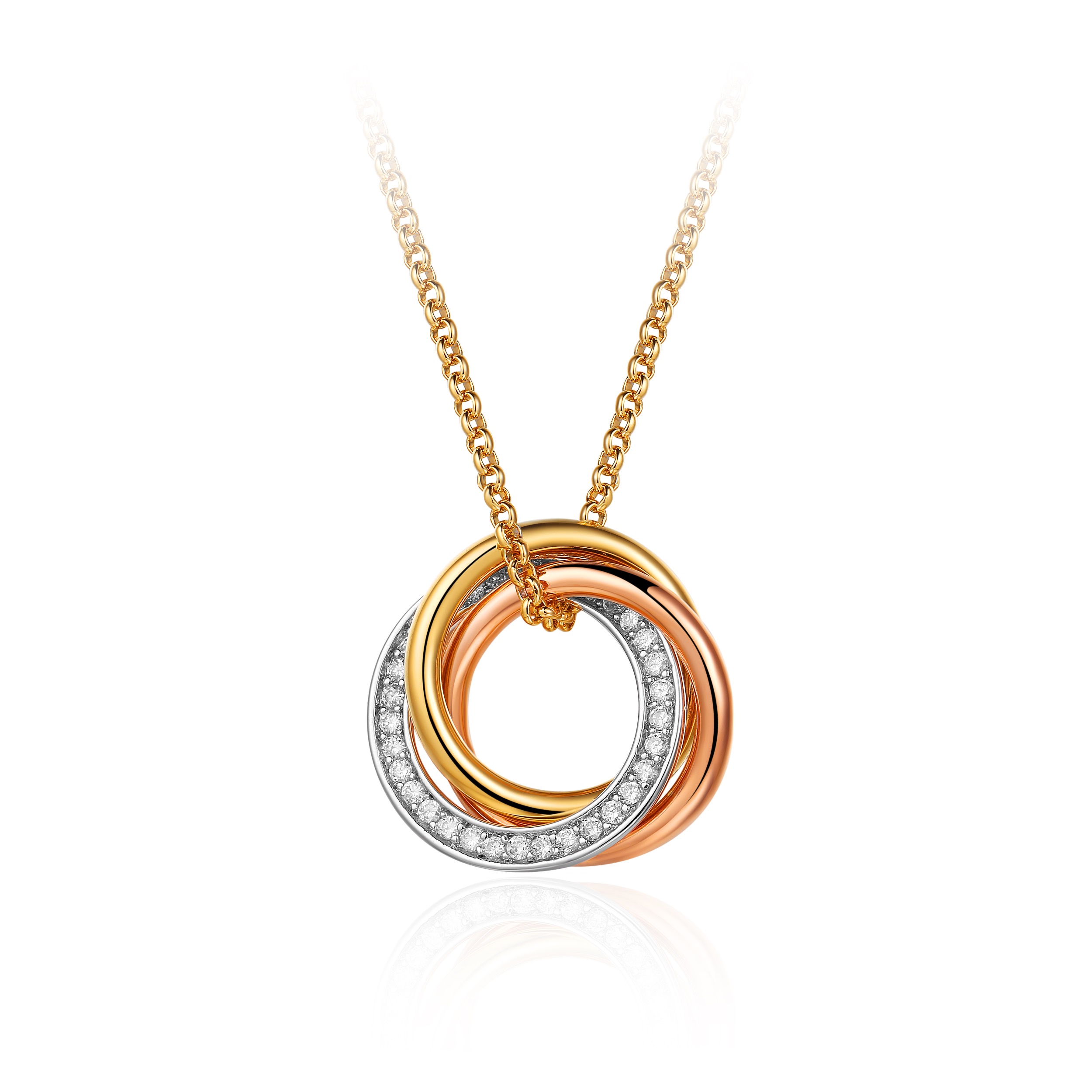 Trinity Tri-Colour Interlocking Brilliance Pendant