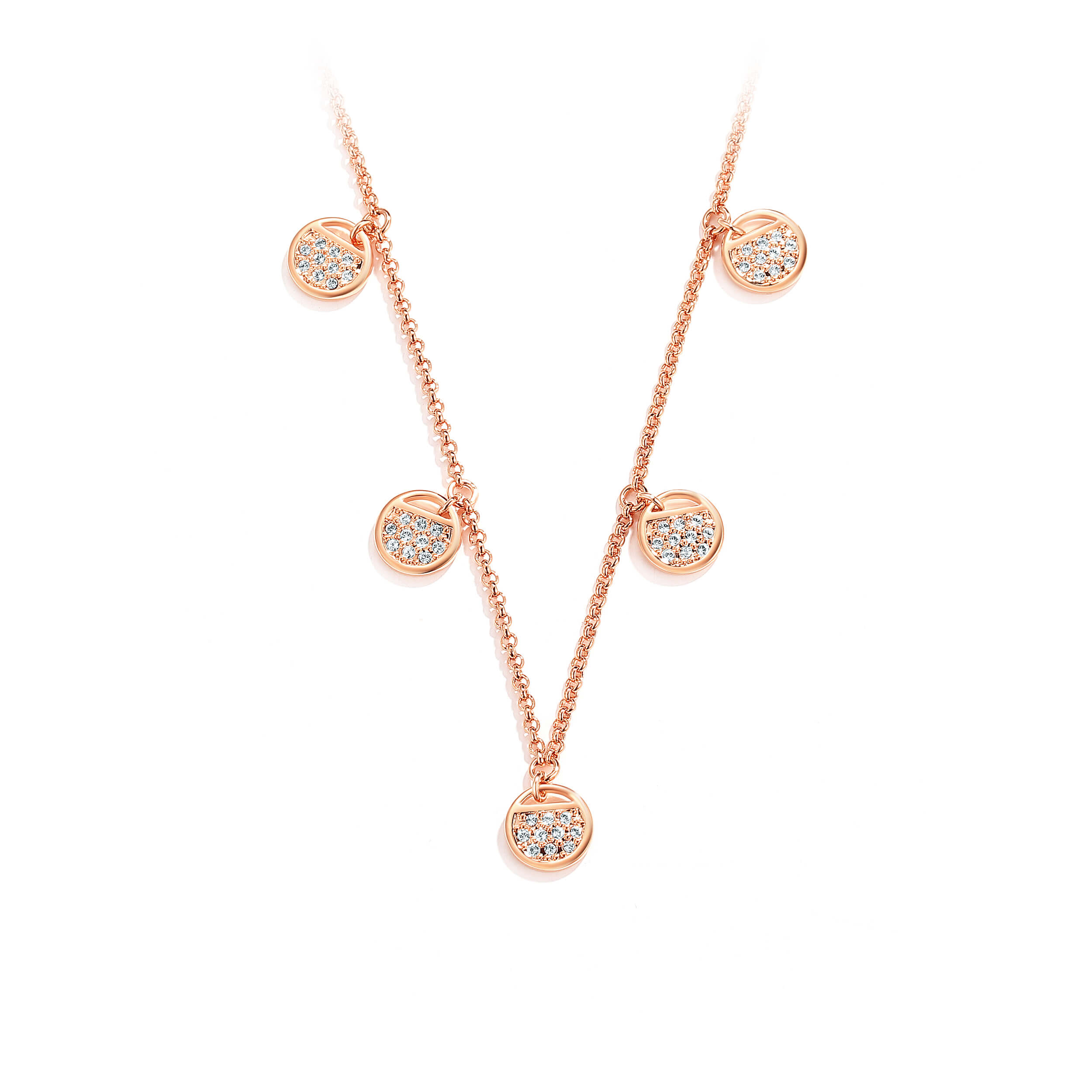 Ginger Layered Necklace with Swarovski Crystals Rose Gold Plated