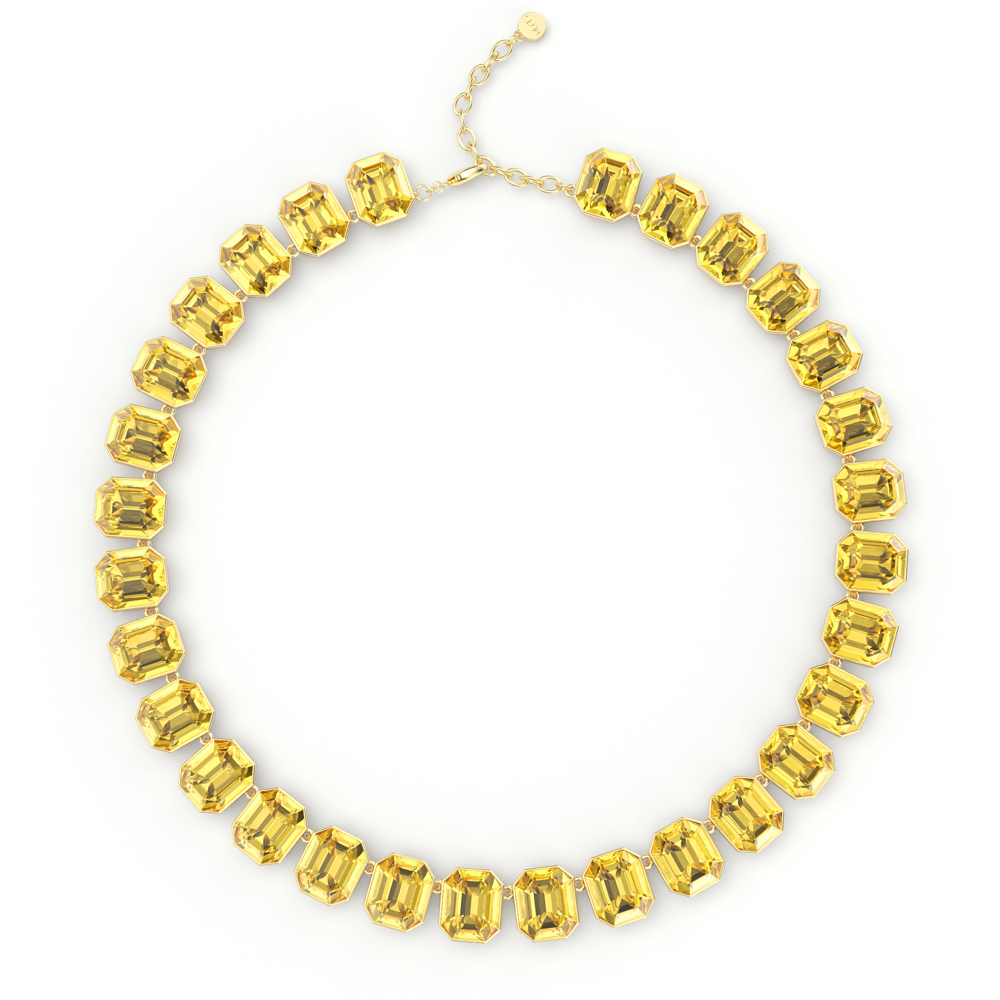 Octagon Sensational Statement Necklace Light Topaz Crystals Gold Plated