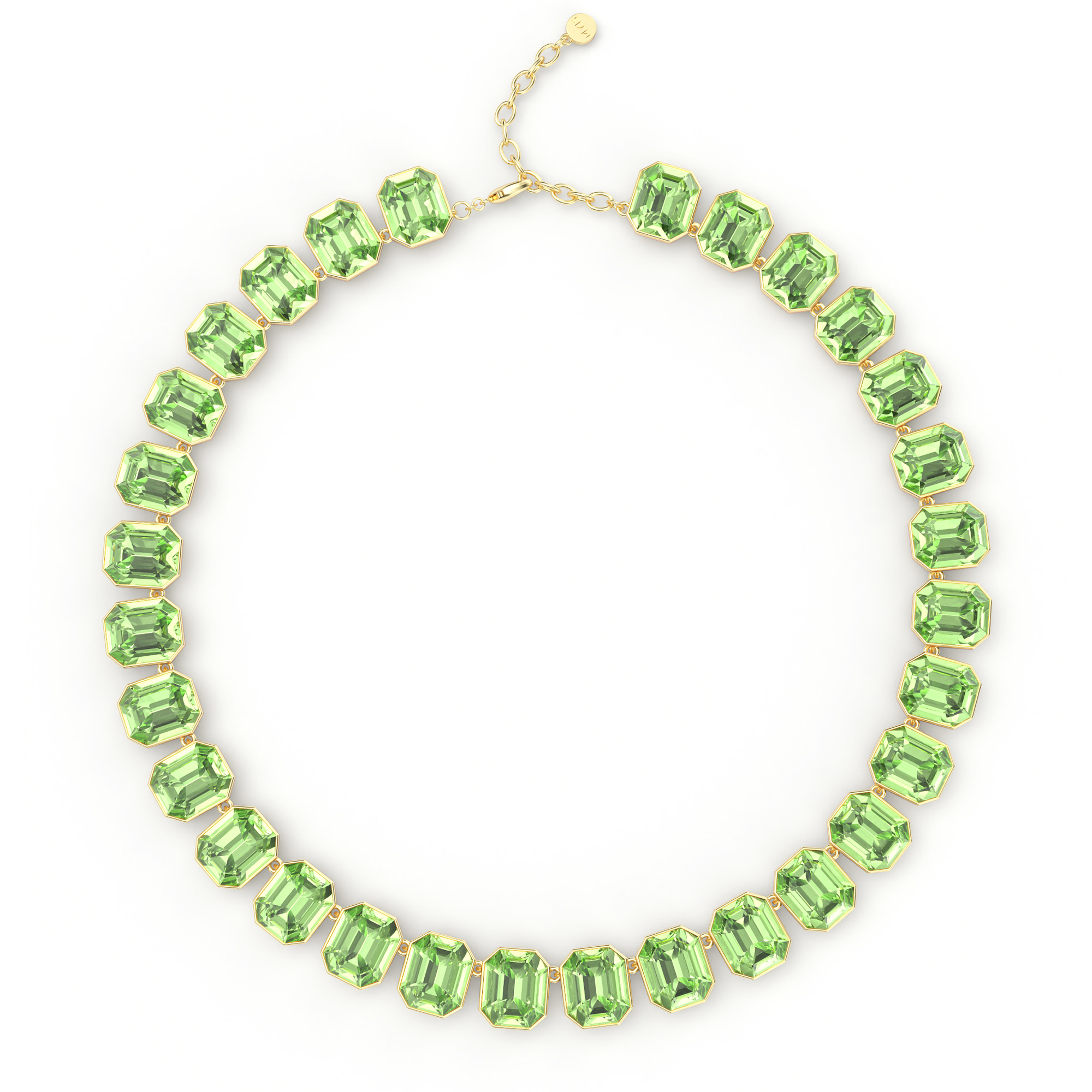Octagon Sensational Statement Necklace Peridot Crystals Gold Plated