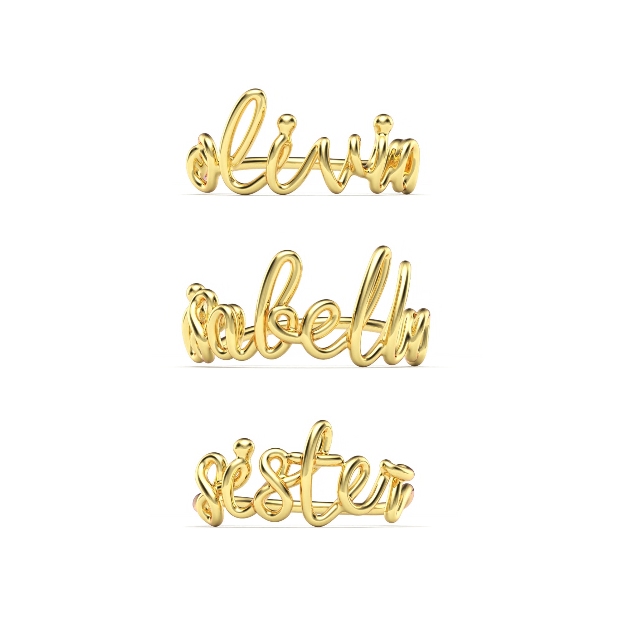 Calligraphy Name Personalised Ring in Sterling Silver