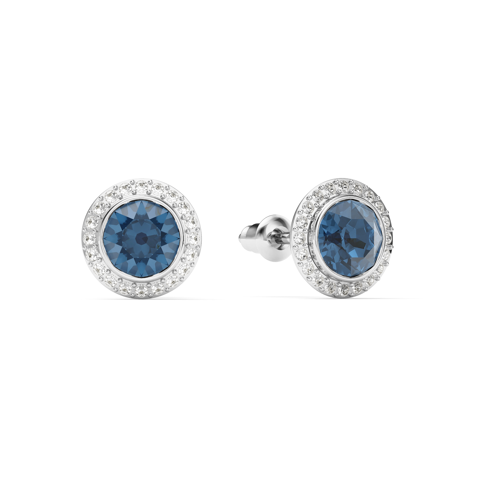 Angelic Stud Earrings Denim Blue Crystals Rhodium Plated
